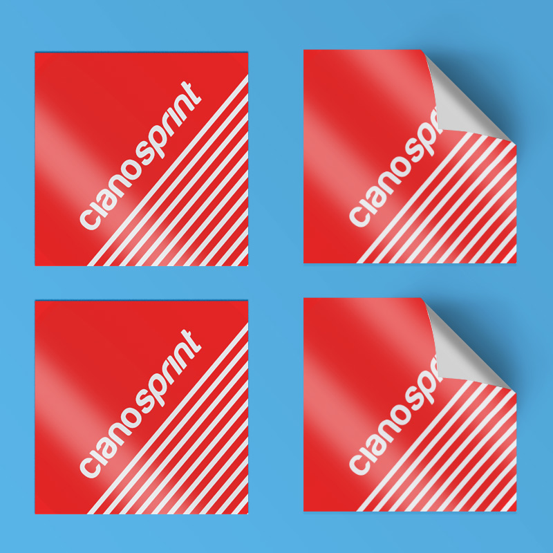 Adesivi riposizionabili con personalizzazione colore rosso e logo