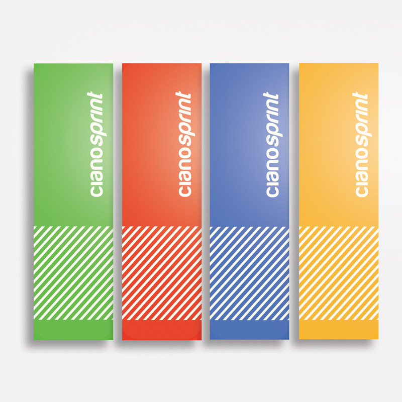 Segnalibri verde rosso blu giallo con personalizzazione grafica e logo